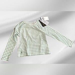 Polo Ralph Lauren Toddler Girls Green Gingham Long Sleeve Rashguard, 3T, NWT